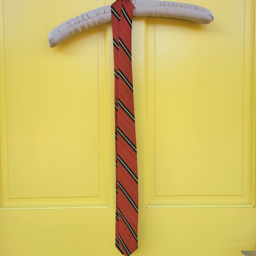 Vintage Royalist Red Silk Striped Necktie